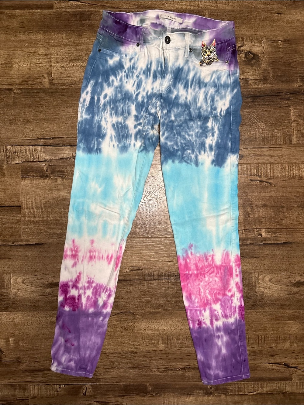 Tie-Dye Stretch Denim - Blue, Pink & Purple